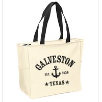 Galveston Tx Nautical Design W. Anchor & Details Est. 1839 Zip Tote Bag