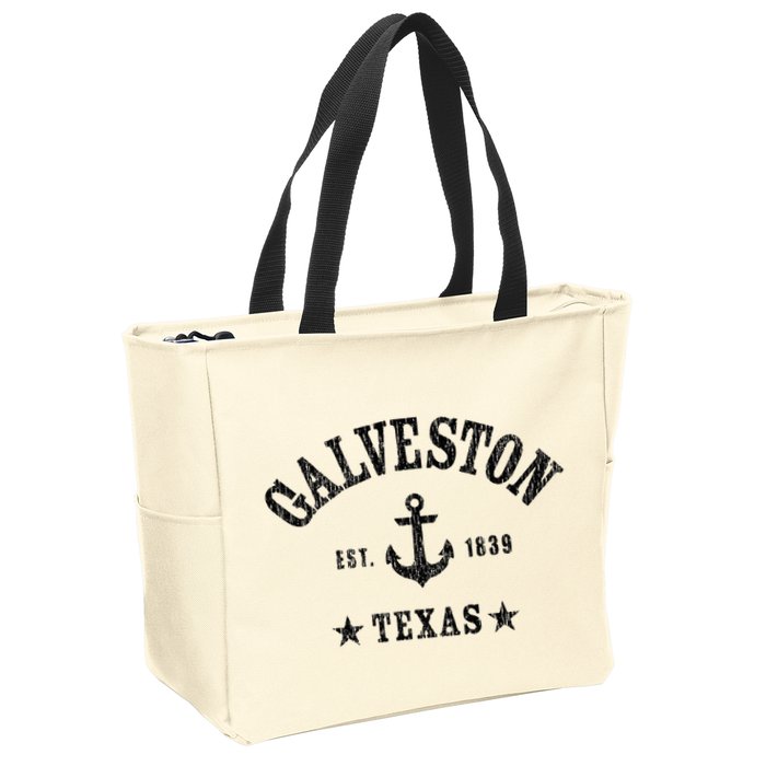 Galveston Tx Nautical Design W. Anchor & Details Est. 1839 Zip Tote Bag