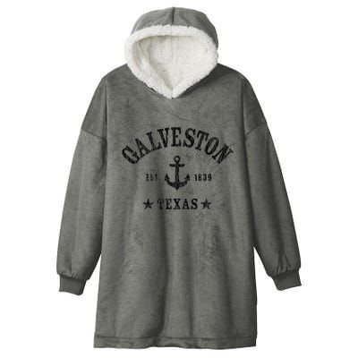 Galveston Tx Nautical Design W. Anchor & Details Est. 1839 Hooded Wearable Blanket