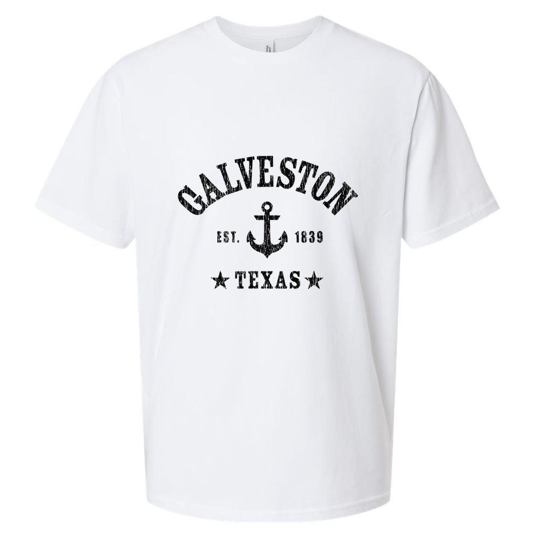 Galveston Tx Nautical Design W. Anchor & Details Est. 1839 Sueded Cloud Jersey T-Shirt