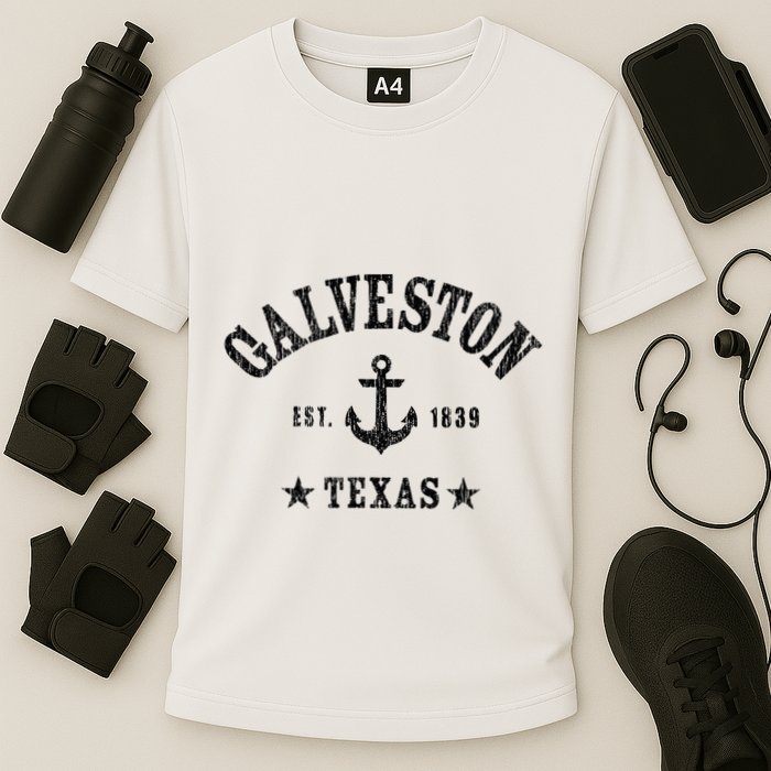 Galveston Tx Nautical Design W. Anchor & Details Est. 1839 Performance Shirt