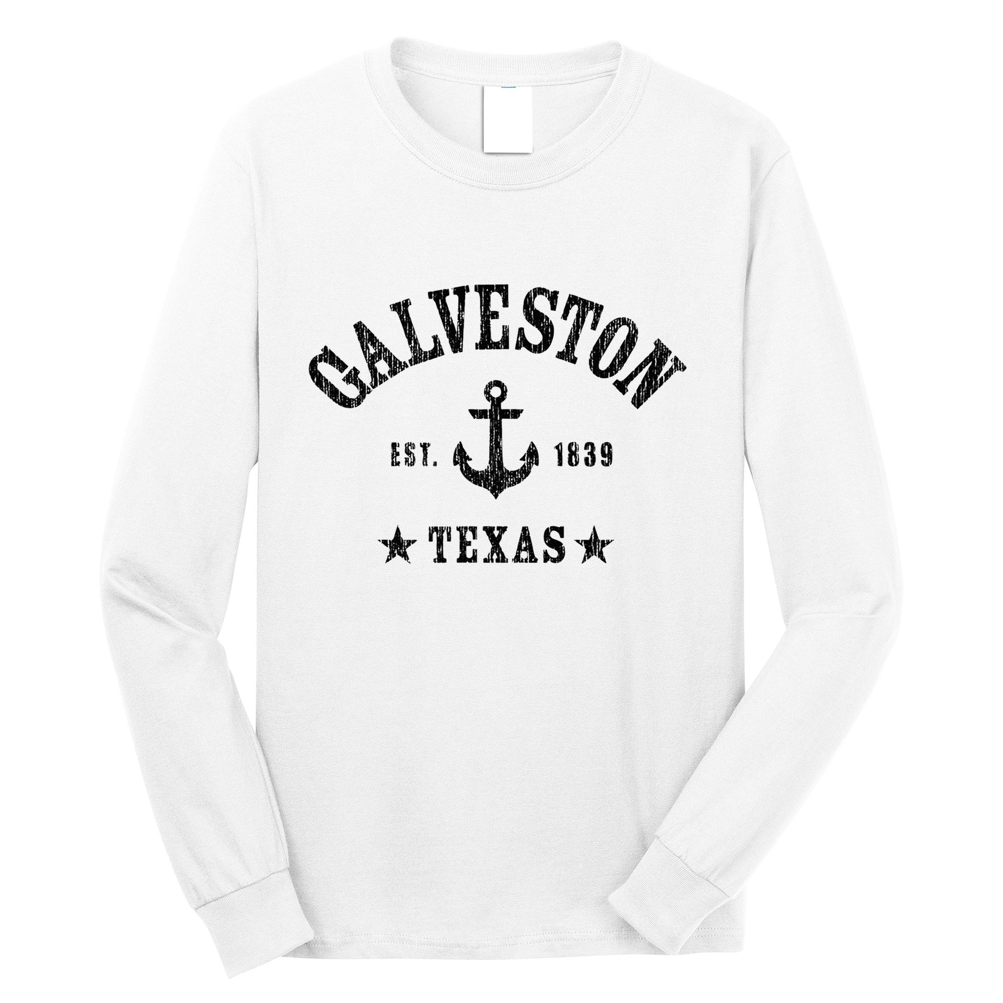 Galveston Tx Nautical Design W. Anchor & Details Est. 1839 Long Sleeve Shirt