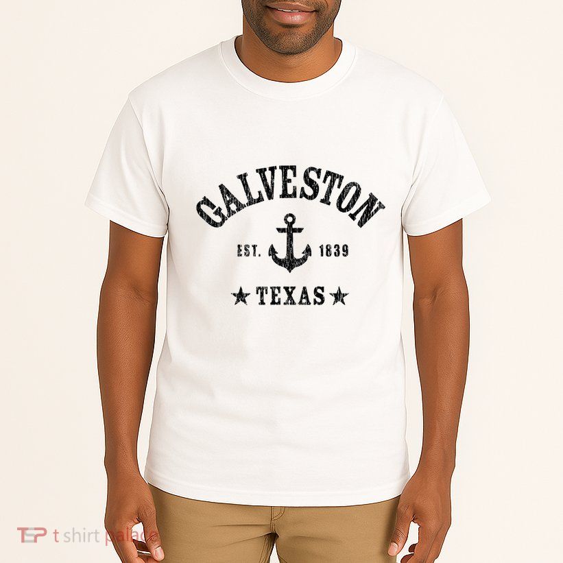 Galveston Tx Nautical Design W. Anchor & Details Est. 1839 Tall T-Shirt