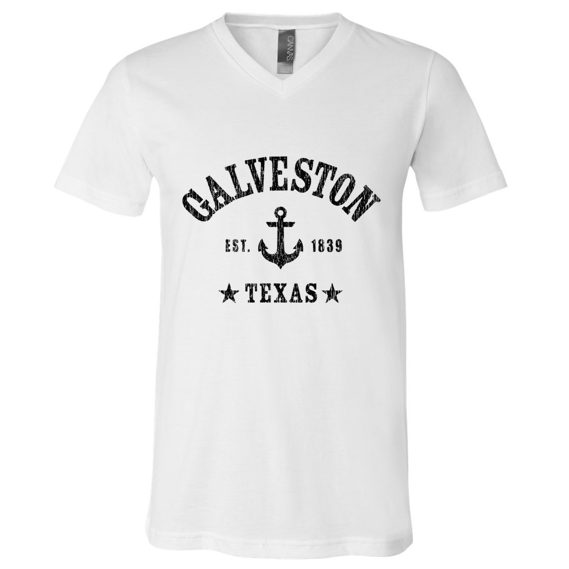 Galveston Tx Nautical Design W. Anchor & Details Est. 1839 V-Neck T-Shirt