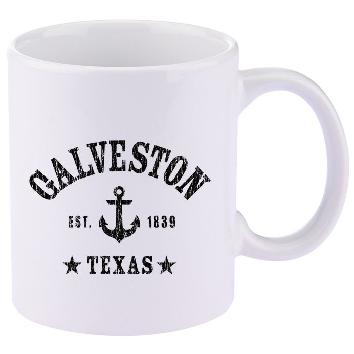 Galveston Tx Nautical Design W. Anchor & Details Est. 1839 11oz C Handle Ceramic Mug