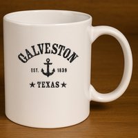 Galveston Tx Nautical Design W. Anchor & Details Est. 1839 11oz C Handle Ceramic Mug
