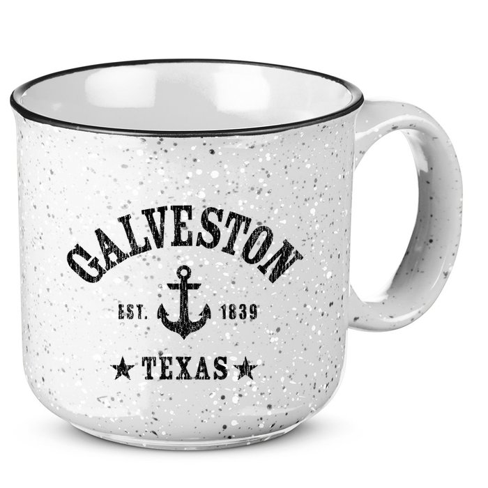 Galveston Tx Nautical Design W. Anchor & Details Est. 1839 15oz Campfire Ceramic Mug