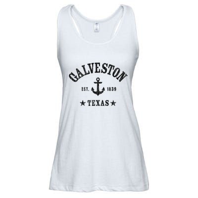Galveston Tx Nautical Design W. Anchor & Details Est. 1839 Ladies Essential Flowy Tank
