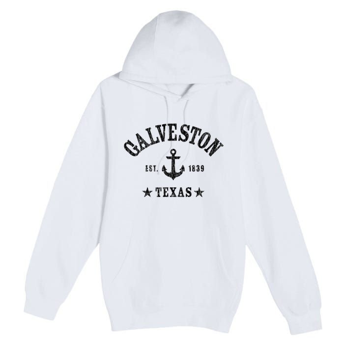 Galveston Tx Nautical Design W. Anchor & Details Est. 1839 Premium Pullover Hoodie