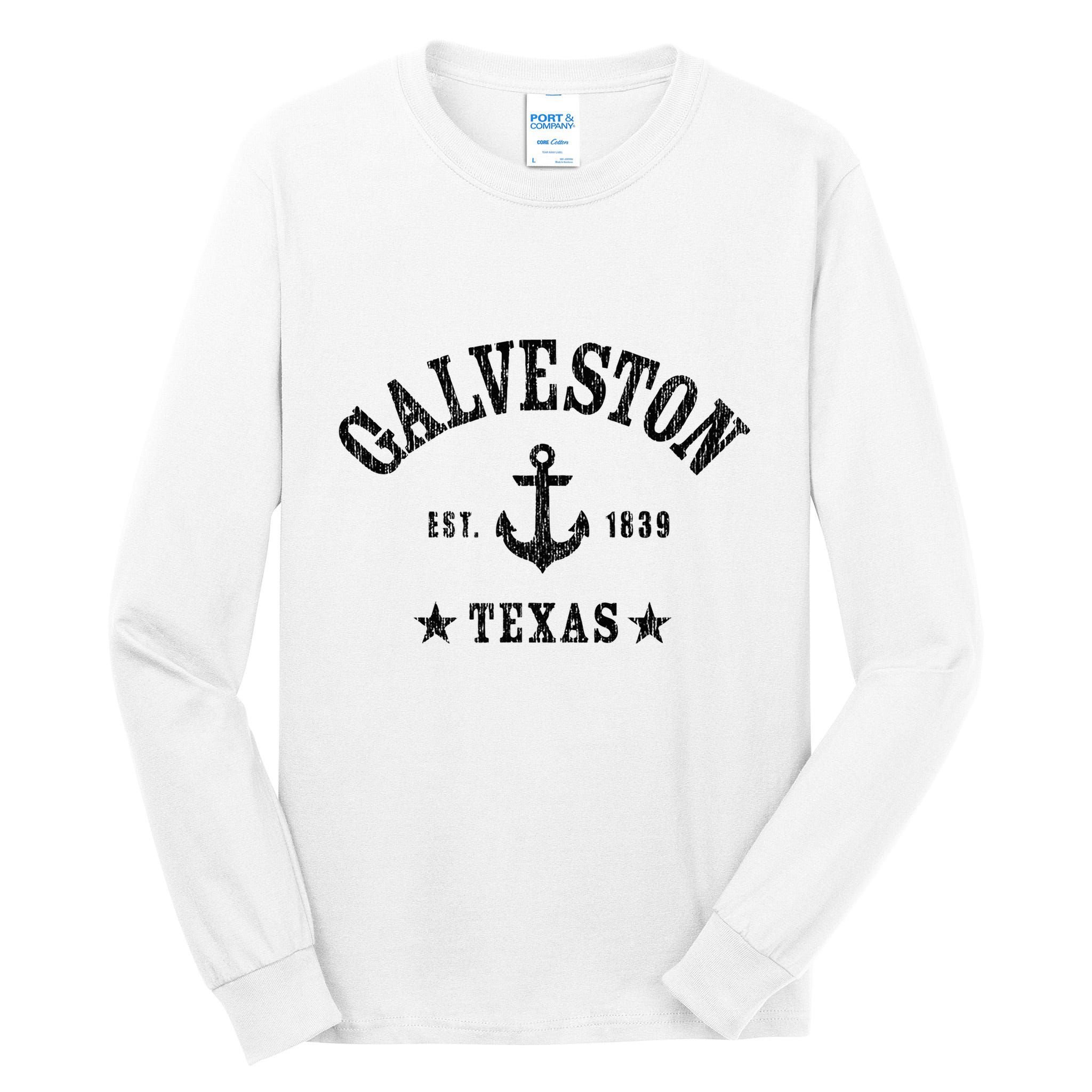 Galveston Tx Nautical Design W. Anchor & Details Est. 1839 Tall Long Sleeve T-Shirt