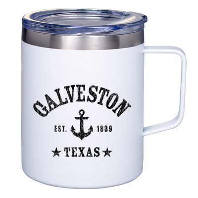 Galveston Tx Nautical Design W. Anchor & Details Est. 1839 12oz Stainless Steel Coffee Mug