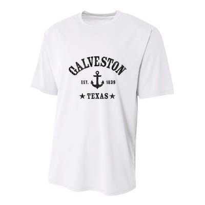 Galveston Tx Nautical Design W. Anchor & Details Est. 1839 Youth Performance Sprint T-Shirt