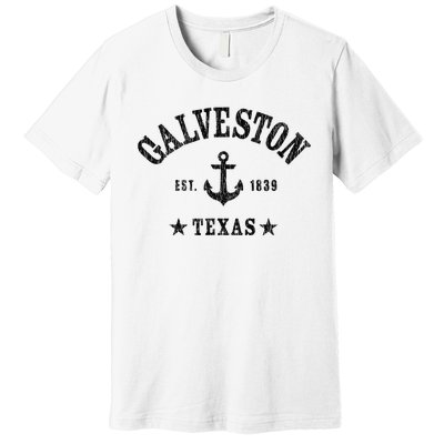 Galveston Tx Nautical Design W. Anchor & Details Est. 1839 Premium T-Shirt