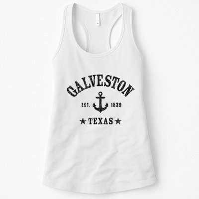 Galveston Tx Nautical Design W. Anchor & Details Est. 1839 Womens Tank Top