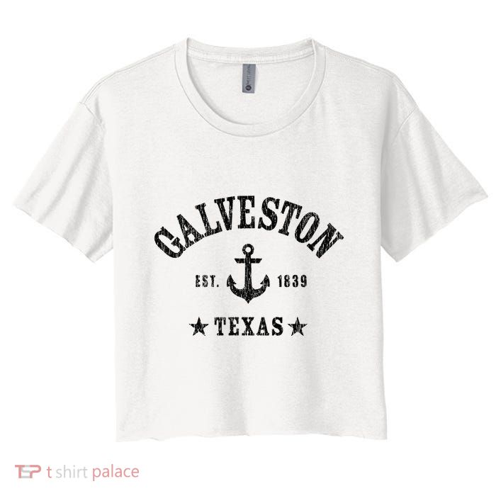 Galveston Tx Nautical Design W. Anchor & Details Est. 1839 Crop Top
