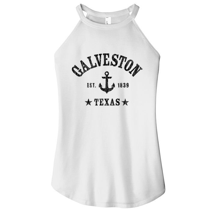 Galveston Tx Nautical Design W. Anchor & Details Est. 1839 Women's Perfect Tri Rocker Tank
