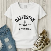 Galveston Tx Nautical Design W. Anchor & Details Est. 1839 Womens T-Shirt