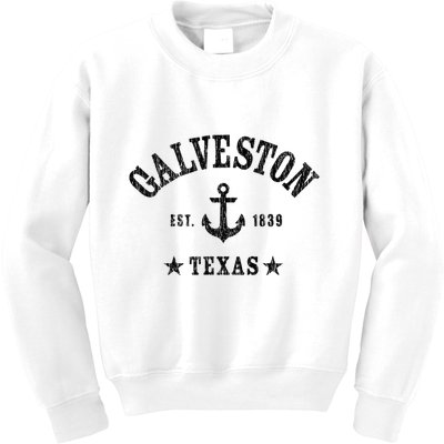 Galveston Tx Nautical Design W. Anchor & Details Est. 1839 Kids Sweatshirt