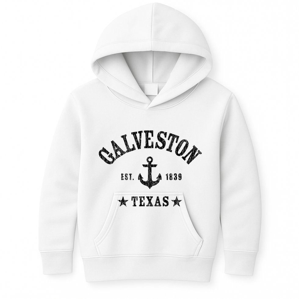 Galveston Tx Nautical Design W. Anchor & Details Est. 1839 Kids Hoodie
