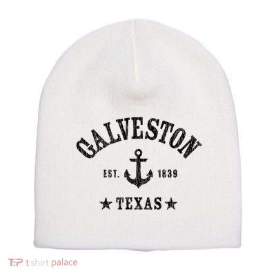 Galveston Tx Nautical Design W. Anchor & Details Est. 1839 Short Acrylic Beanie
