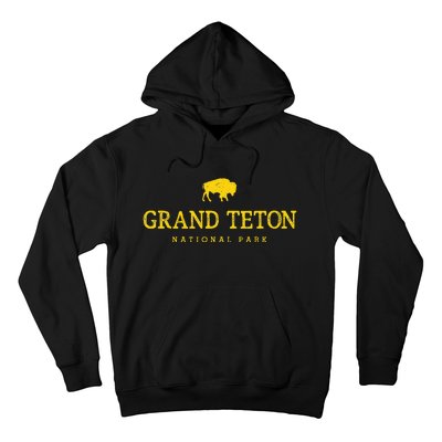 Grand Teton National Park Bison Vintage Hiking Souvenir Hoodie