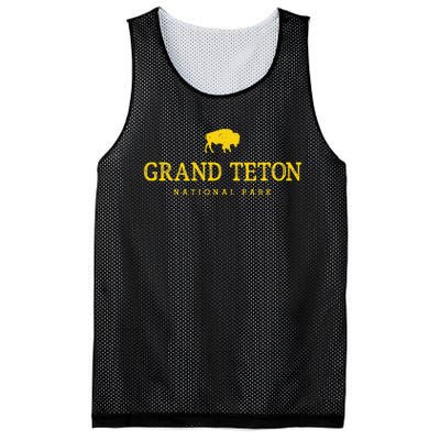 Grand Teton National Park Bison Vintage Hiking Souvenir Mesh Reversible Basketball Jersey Tank