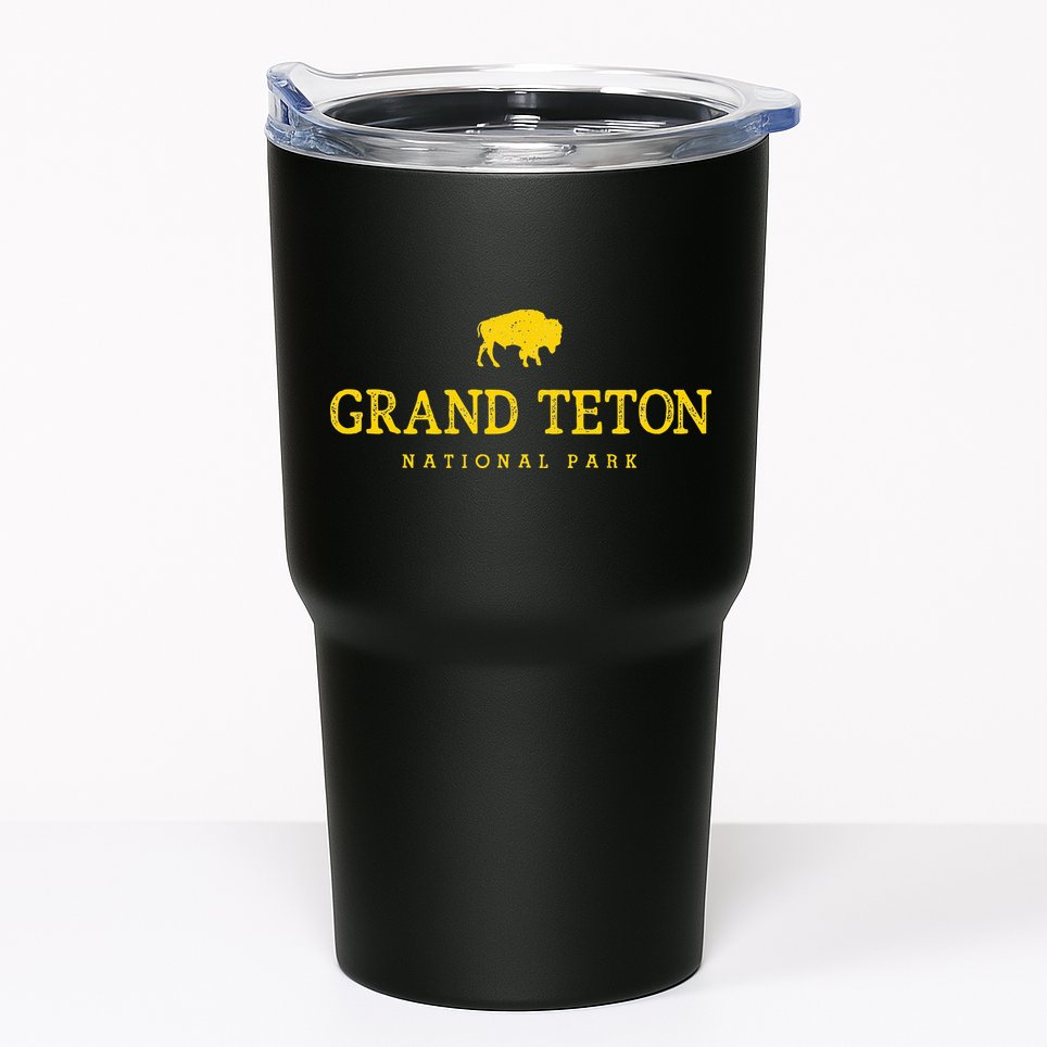 Grand Teton National Park Bison Vintage Hiking Souvenir Tumbler