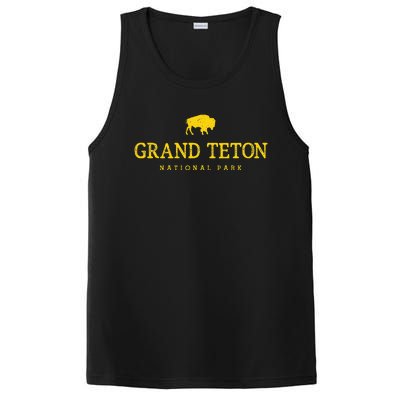 Grand Teton National Park Bison Vintage Hiking Souvenir PosiCharge Competitor Tank