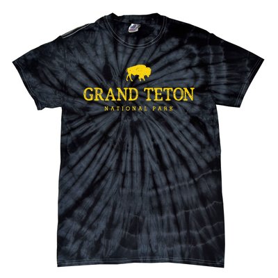 Grand Teton National Park Bison Vintage Hiking Souvenir Tie-Dye T-Shirt