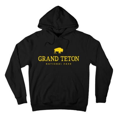 Grand Teton National Park Bison Vintage Hiking Souvenir Tall Hoodie