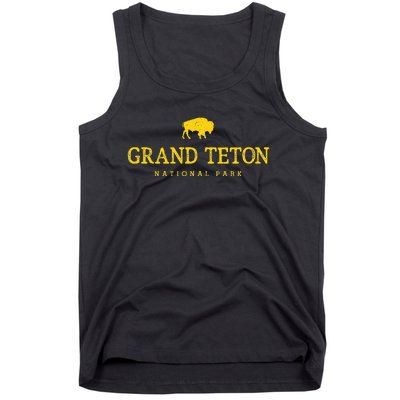 Grand Teton National Park Bison Vintage Hiking Souvenir Tank Top