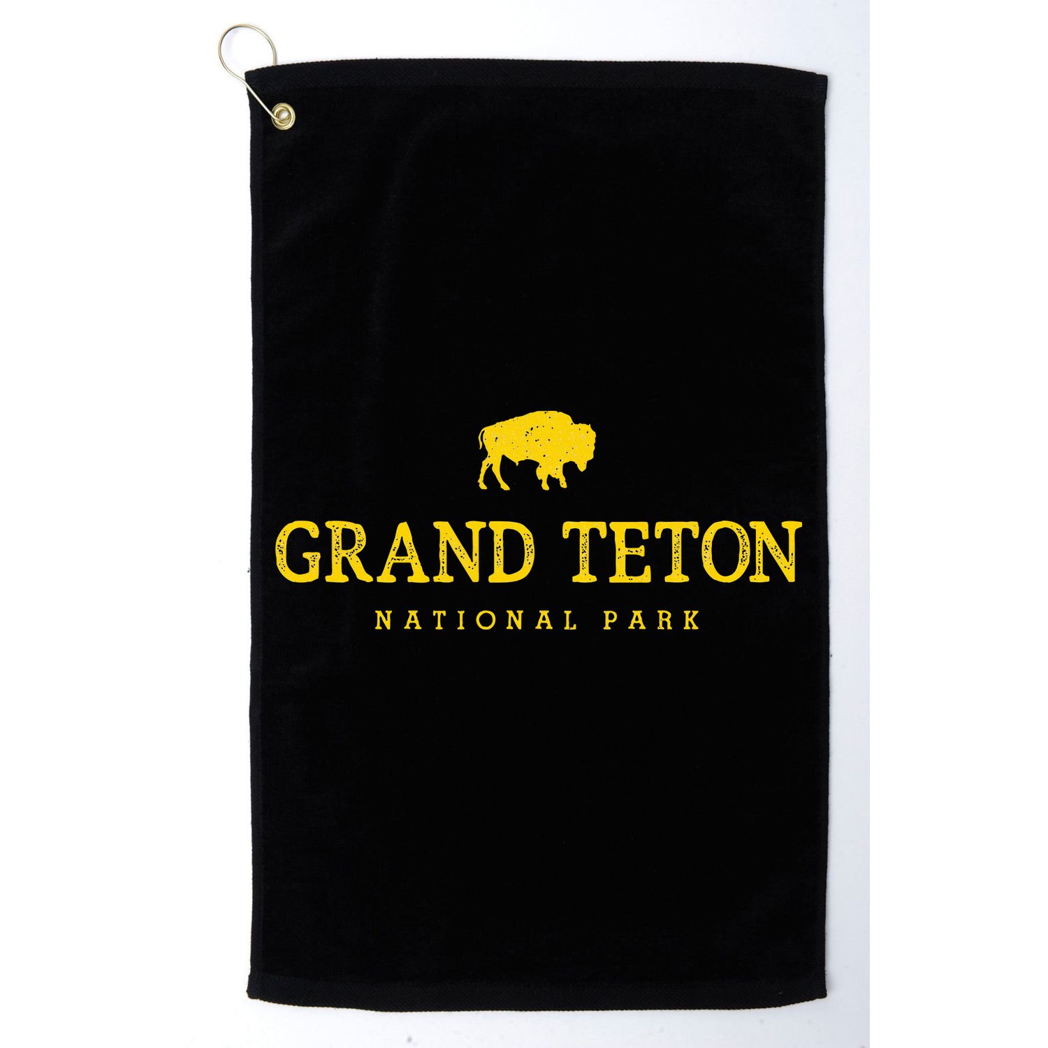 Grand Teton National Park Bison Vintage Hiking Souvenir Golf Towel