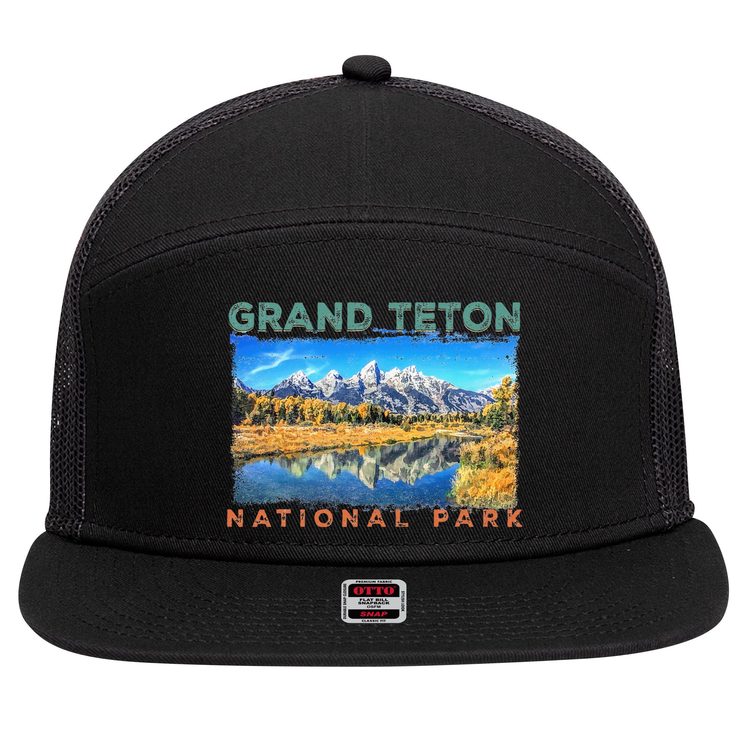 Grand Teton National Park Moose 7 Panel Mesh Trucker Snapback Hat