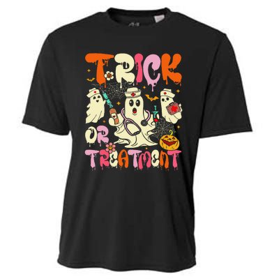 Groovy Trick Or Treatment Halloween Ghost Nurse Cooling Performance Crew T-Shirt