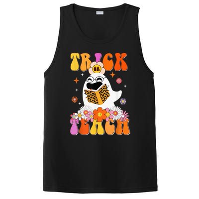 Groovy Trick Or Teach Cute Ghost Funny Teacher Halloween PosiCharge Competitor Tank