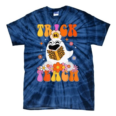 Groovy Trick Or Teach Cute Ghost Funny Teacher Halloween Tie-Dye T-Shirt