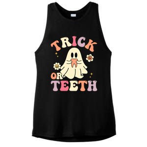 Groovy Trick Or Teeth Funny Dental Halloween Dentist Costume Gift Ladies PosiCharge Tri-Blend Wicking Tank