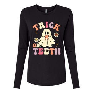 Groovy Trick Or Teeth Funny Dental Halloween Dentist Costume Gift Womens Cotton Relaxed Long Sleeve T-Shirt