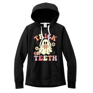 Groovy Trick Or Teeth Funny Dental Halloween Dentist Costume Gift Women's Fleece Hoodie