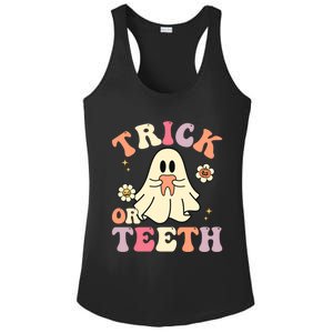 Groovy Trick Or Teeth Funny Dental Halloween Dentist Costume Gift Ladies PosiCharge Competitor Racerback Tank