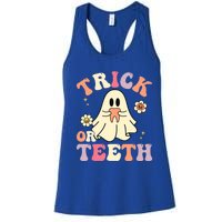 Groovy Trick Or Teeth Funny Dental Halloween Dentist Costume Gift Women's Racerback Tank