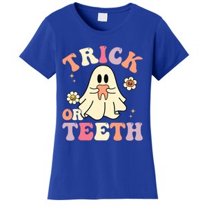 Groovy Trick Or Teeth Funny Dental Halloween Dentist Costume Gift Women's T-Shirt