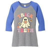 Groovy Trick Or Teeth Funny Dental Halloween Dentist Costume Gift Women's Tri-Blend 3/4-Sleeve Raglan Shirt