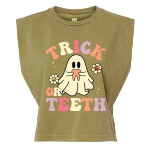 Groovy Trick Or Teeth Funny Dental Halloween Dentist Costume Gift Garment-Dyed Women's Muscle Tee