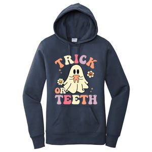 Groovy Trick Or Teeth Funny Dental Halloween Dentist Costume Gift Women's Pullover Hoodie