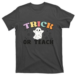 Groovy Trick Or Teach Cute Ghost Retro Halloween Gift T-Shirt