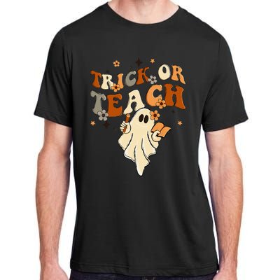 Groovy Trick Or Teach Halloween Teacher Life Retro Vintage Adult ChromaSoft Performance T-Shirt