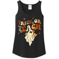 Groovy Trick Or Teach Halloween Teacher Life Retro Vintage Ladies Essential Tank