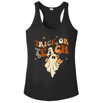 Groovy Trick Or Teach Halloween Teacher Life Retro Vintage Ladies PosiCharge Competitor Racerback Tank