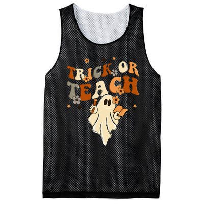 Groovy Trick Or Teach Halloween Teacher Life Retro Vintage Mesh Reversible Basketball Jersey Tank